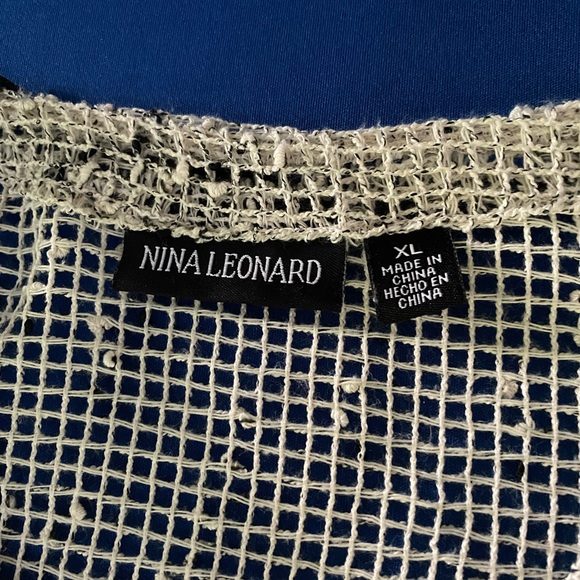 Nina Leonard Crochet Bolero Boho Lagenlook Cardigan XL Open Weave Sharkbite Hem - Picture 3 of 5